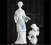 梅兰竹菊-红梅德化白瓷古典仕女美女太湖石手绘人物雕塑家居工艺品